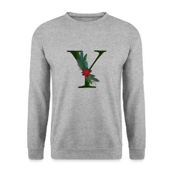 Y – dekoratives Schriftzeichen – Weihnachten - Unisex Pullover - Weißgrau meliert - Vorne - Alina (178cm) & Michal (187cm)