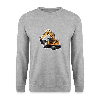 Excavator / construction site / machine /digging / shovel - Unisex Sweatshirt - salt & pepper - Front - Alina (178cm) & Michal (187cm)
