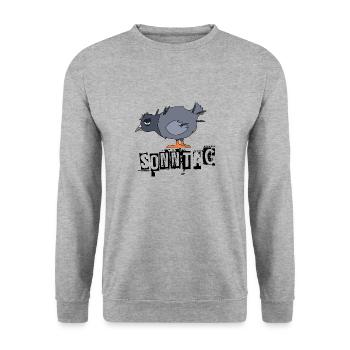 Lustige Taube am Sonntag - Unisex Pullover - Weißgrau meliert - Vorne - Alina (178cm) & Michal (187cm)