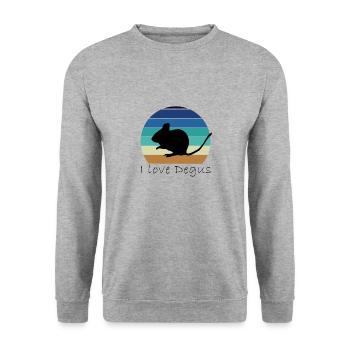 Love Degu - Unisex Pullover - Weißgrau meliert - Vorne - Alina (178cm) & Michal (187cm)