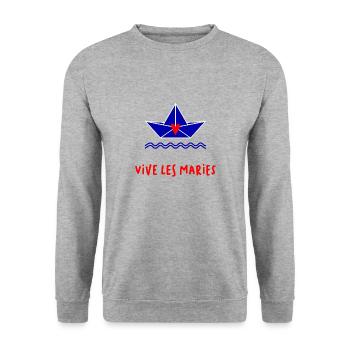 VIVE LES MARIES. JUST MARRIED. SAINT VALENTIN - Sweat-shirt Unisexe - gris chiné - Devant - Alina (178cm) & Michal (187cm)