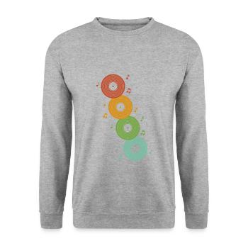 RETRO VINYL SCHALLPLATTEN - Unisex Pullover - Weißgrau meliert - Vorne - Alina (178cm) & Michal (187cm)
