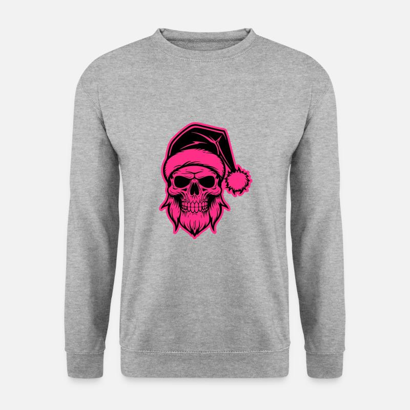 Weihnachtsmann Totenkopf - Unisex Pullover - Weißgrau meliert