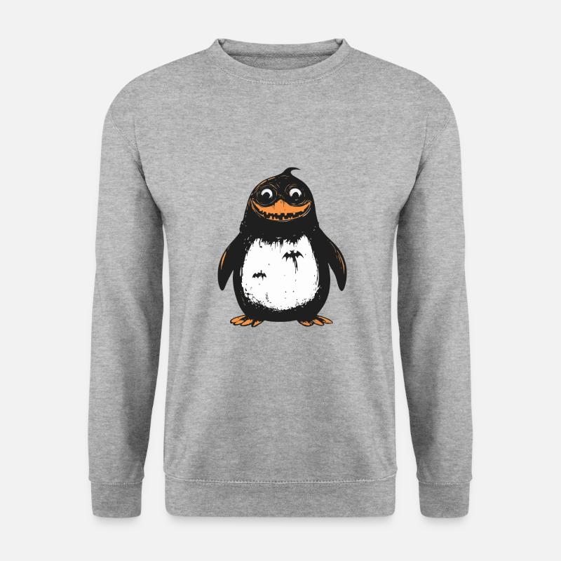 Pinguin Halloween Comic Lustig - Unisex Pullover - Weißgrau meliert