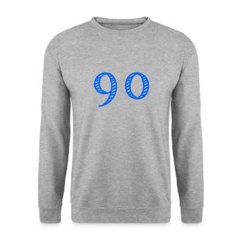 90 JAHRE. 90-jähriges JUBILÄUM. JUBILÄUM 90 JAHRE. 90 - Unisex Pullover - Weißgrau meliert - Vorne - Alina (178cm) & Michal (187cm)