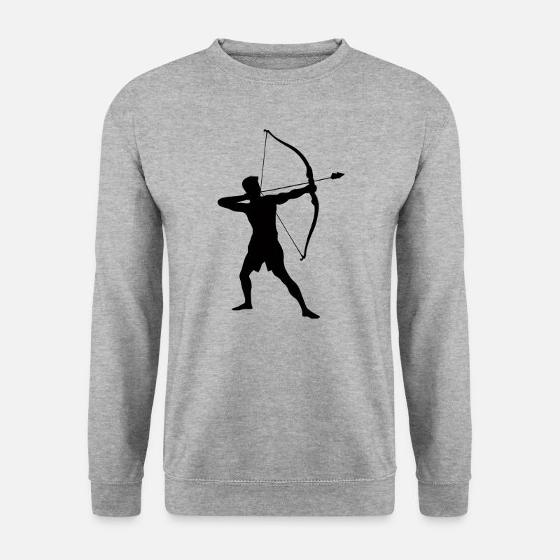 Bogenschütze-Silhouette, Präzises - Unisex Pullover - Weißgrau meliert