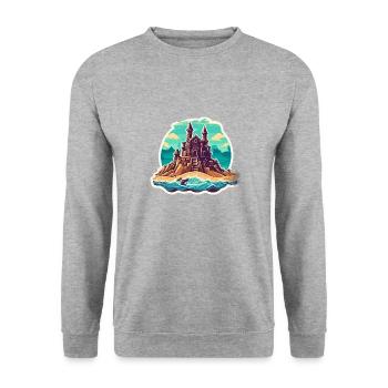 Sandcastle / Building / Playing / Castle / Holiday - Unisex Sweatshirt - salt & pepper - Front - Alina (178cm) & Michal (187cm)