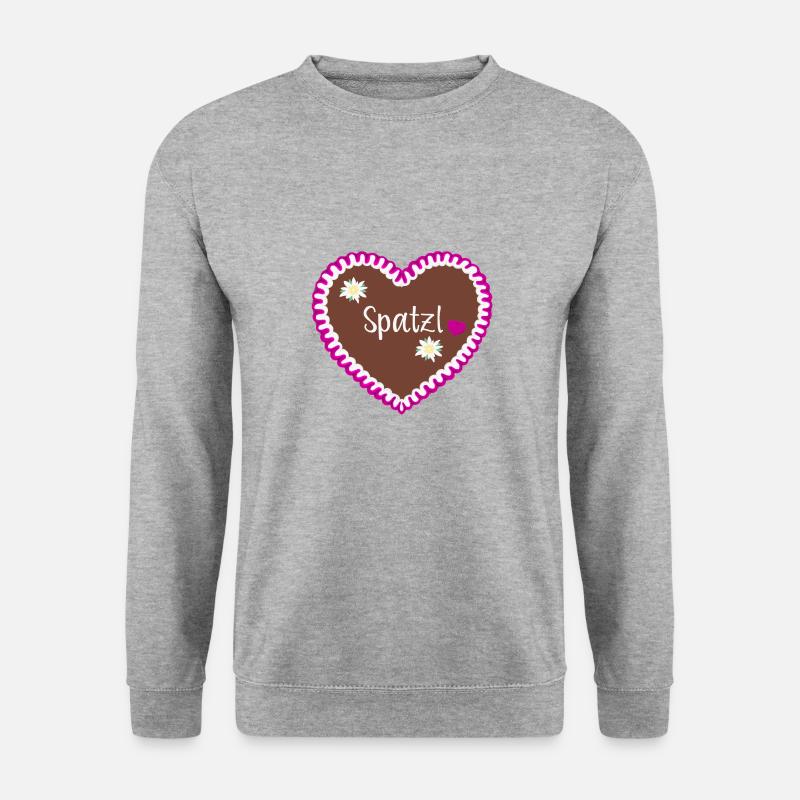 Lebkuchenherz Spatzl - Unisex Pullover - Weißgrau meliert