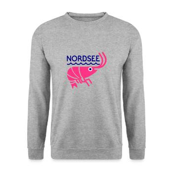 Nordsee Krabbe - Unisex Pullover - Weißgrau meliert - Vorne - Alina (178cm) & Michal (187cm)
