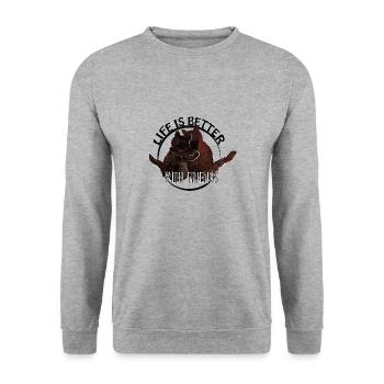 Amoureux des chats pour toujours - Sweat-shirt Unisexe - gris chiné - Devant - Alina (178cm) & Michal (187cm)