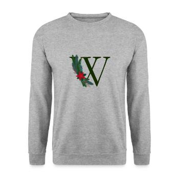 W – dekoratives Schriftzeichen – Weihnachten - Unisex Pullover - Weißgrau meliert - Vorne - Alina (178cm) & Michal (187cm)
