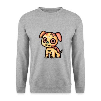 Hund Halloween Comic Zombie - Unisex Pullover - Weißgrau meliert - Vorne - Alina (178cm) & Michal (187cm)