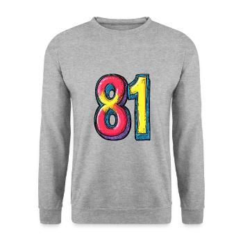 81 Number Symbol - Unisex Sweatshirt - salt & pepper - Front - Alina (178cm) & Michal (187cm)