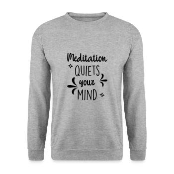 Meditation quiets your mind - Sweat-shirt Unisexe - gris chiné - Devant - Alina (178cm) & Michal (187cm)