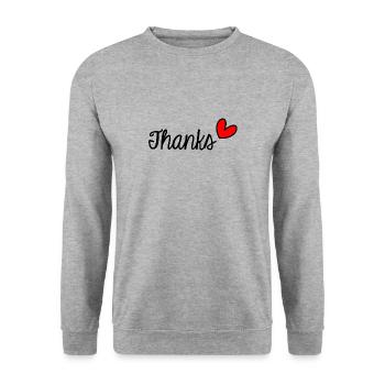 THANK YOU. THANKS. THANK YOU. ANNIVERSARY. BIRTH. - Unisex Sweatshirt - salt & pepper - Front - Alina (178cm) & Michal (187cm)