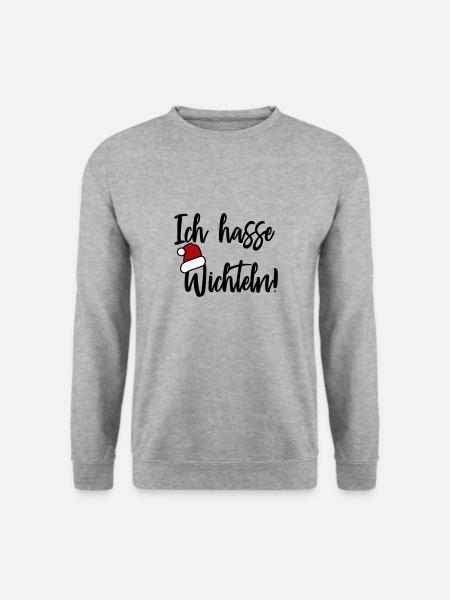 Ich hasse Wichteln - Unisex Pullover - Weißgrau meliert