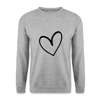 Émoji de coeur esquisse - Sweat-shirt Unisexe - gris chiné - Devant - Alina (178cm) & Michal (187cm)