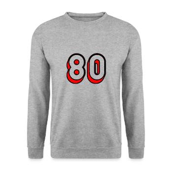 80. 80 YEARS. 80TH ANNIVERSARY. BIRTHDAY 80 YEARS. - Unisex Sweatshirt - salt & pepper - Front - Alina (178cm) & Michal (187cm)