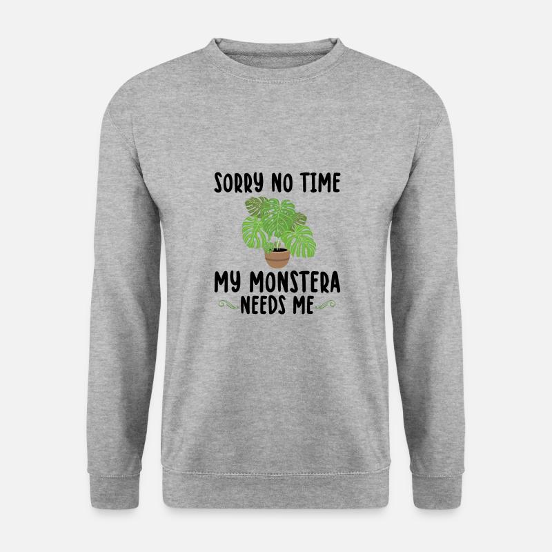 Monstera - Unisex Pullover - Weißgrau meliert