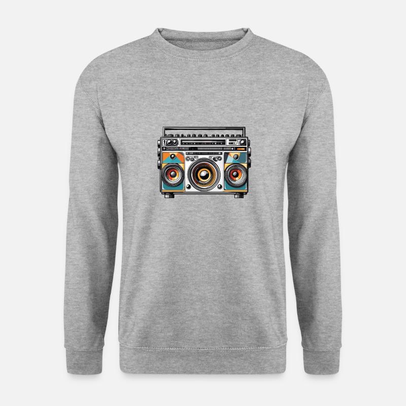 Radio / Analog / Musik / Frequenz / Lautsprecher - Unisex Pullover - Weißgrau meliert