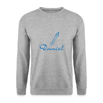 Daniel Lettering with Rocket | Vectorgraphic - Unisex Sweatshirt - salt & pepper - Front - Alina (178cm) & Michal (187cm)