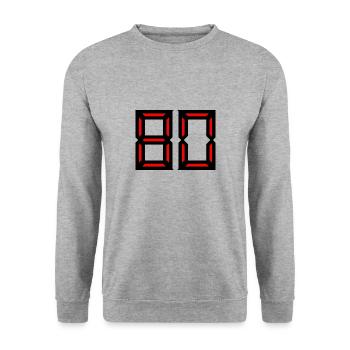 80. 80 YEARS. 80TH ANNIVERSARY. BIRTHDAY 80 YEARS. - Unisex Sweatshirt - salt & pepper - Front - Alina (178cm) & Michal (187cm)