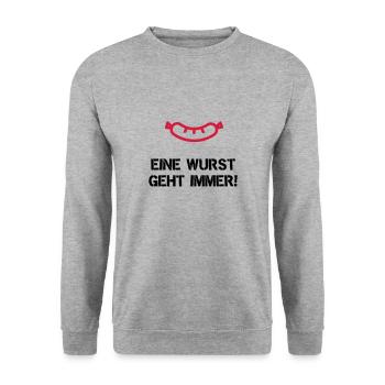 Eine Wurst geht immer - Unisex Pullover - Weißgrau meliert - Vorne - Alina (178cm) & Michal (187cm)