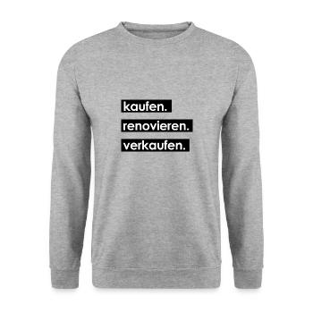 Kaufen. Renovieren. Verkaufen - Unisex Pullover - Weißgrau meliert - Vorne - Alina (178cm) & Michal (187cm)