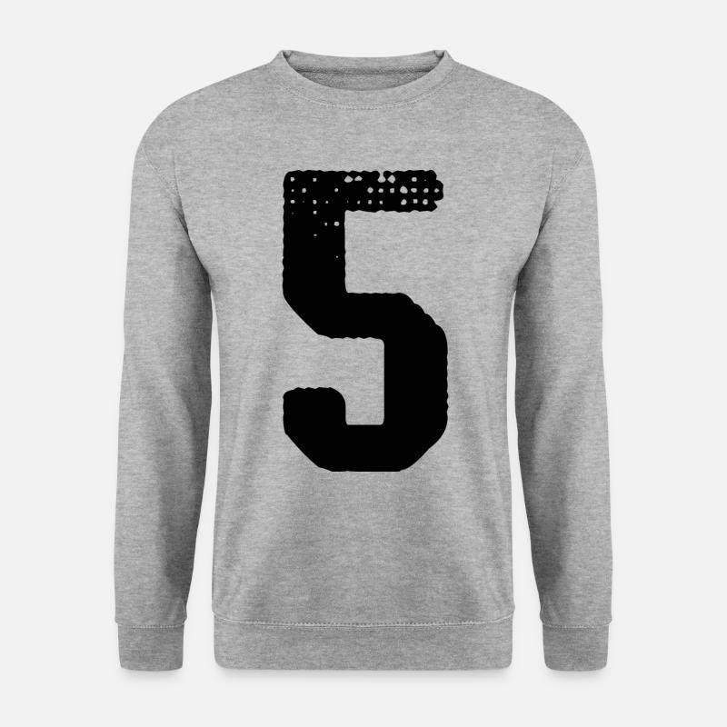 5 Zahl Trikot - Unisex Pullover - Weißgrau meliert