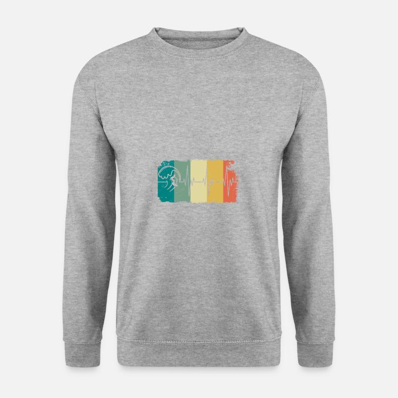 Surfen Surfer Herzschlag - Unisex Pullover - Weißgrau meliert