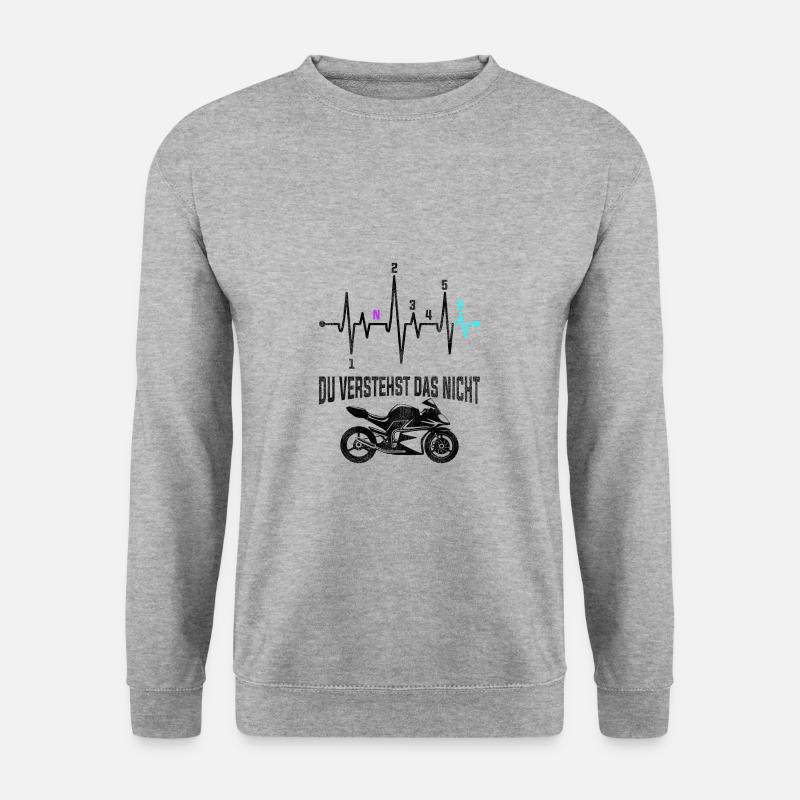 Du verstehst das nicht - Motorrad Herzschlag -Puls - Unisex Pullover - Weißgrau meliert