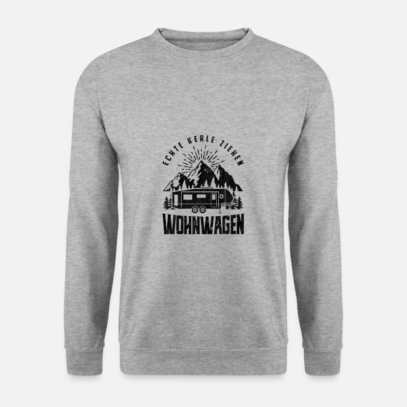 Echte kerle ziehen wohnwagen Geschenkidee - Unisex Pullover - Weißgrau meliert