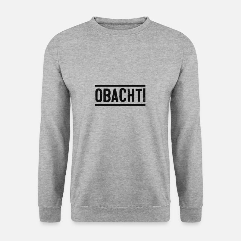 OBACHT! ACHTUNG! - Unisex Pullover - Weißgrau meliert