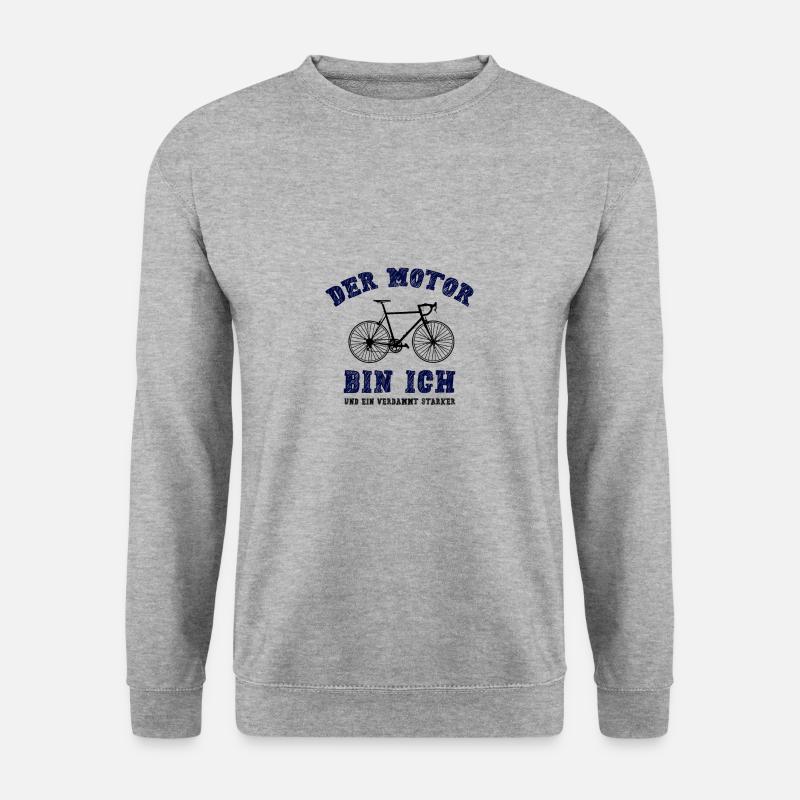 Der Motor bin Ich Anti Ebike Fahrrad Radler Spruch - Unisex Pullover - Weißgrau meliert