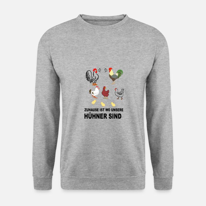 HÜHNER UND HÄHNE - Unisex Pullover - Weißgrau meliert