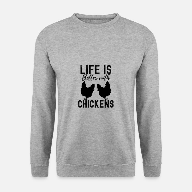 Huhn - Unisex Pullover - Weißgrau meliert
