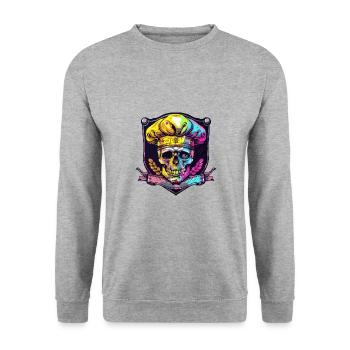 Chef squelette de crâne - Sweat-shirt Unisexe - gris chiné - Devant - Alina (178cm) & Michal (187cm)