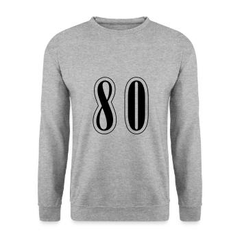 80 Zahl Symbol - Unisex Pullover - Weißgrau meliert - Vorne - Alina (178cm) & Michal (187cm)