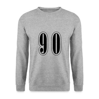 90 Zahl Symbol - Unisex Pullover - Weißgrau meliert - Vorne - Alina (178cm) & Michal (187cm)