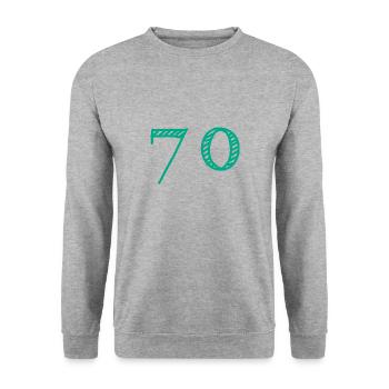 70 YEARS. 70th ANNIVERSARY. ANNIVERSARY 70 YEARS. 70 - Unisex Sweatshirt - salt & pepper - Front - Alina (178cm) & Michal (187cm)