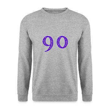 90 JAHRE. 90-JÄHRIGES JUBILÄUM. GEBURTSTAG 90 JAHRE. JAHR - Unisex Pullover - Weißgrau meliert - Vorne - Alina (178cm) & Michal (187cm)