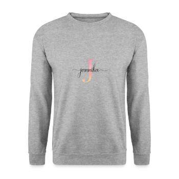 J| Monogram | Name | Jannika |Watercolor - Unisex Sweatshirt - salt & pepper - Front - Alina (178cm) & Michal (187cm)