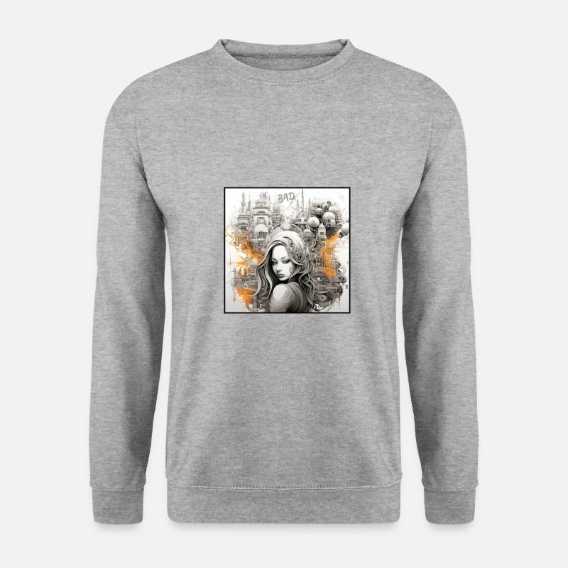 BadX Art Kunst City Woman Design - Unisex Pullover - Weißgrau meliert