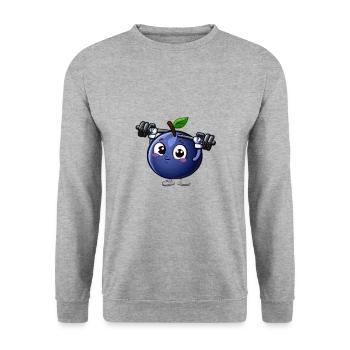 Trainierende Blaubeere - Unisex Pullover - Weißgrau meliert - Vorne - Alina (178cm) & Michal (187cm)