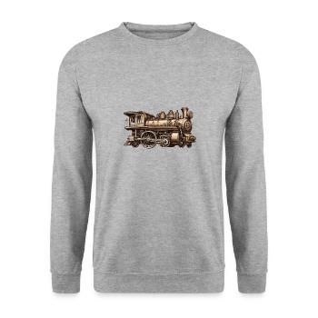 Zug / Lokomotive / Dampflok / Eisenbahn / Lock - Unisex Pullover - Weißgrau meliert - Vorne - Alina (178cm) & Michal (187cm)