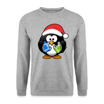 pinguin weihnachten - Unisex Pullover - Weißgrau meliert - Vorne - Alina (178cm) & Michal (187cm)