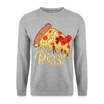 Pizza Monster - Unisex Sweatshirt - salt & pepper - Front - Alina (178cm) & Michal (187cm)