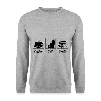 Coffee cat books - Unisex Sweatshirt - salt & pepper - Front - Alina (178cm) & Michal (187cm)