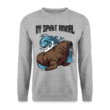 Walrus My Spirit Animal | Wildlife animals gift - Unisex Sweatshirt - salt & pepper - Front - Alina (178cm) & Michal (187cm)