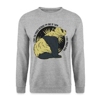 I Love Panda | Statement quote panda bear gift - Unisex Sweatshirt - salt & pepper - Front - Alina (178cm) & Michal (187cm)